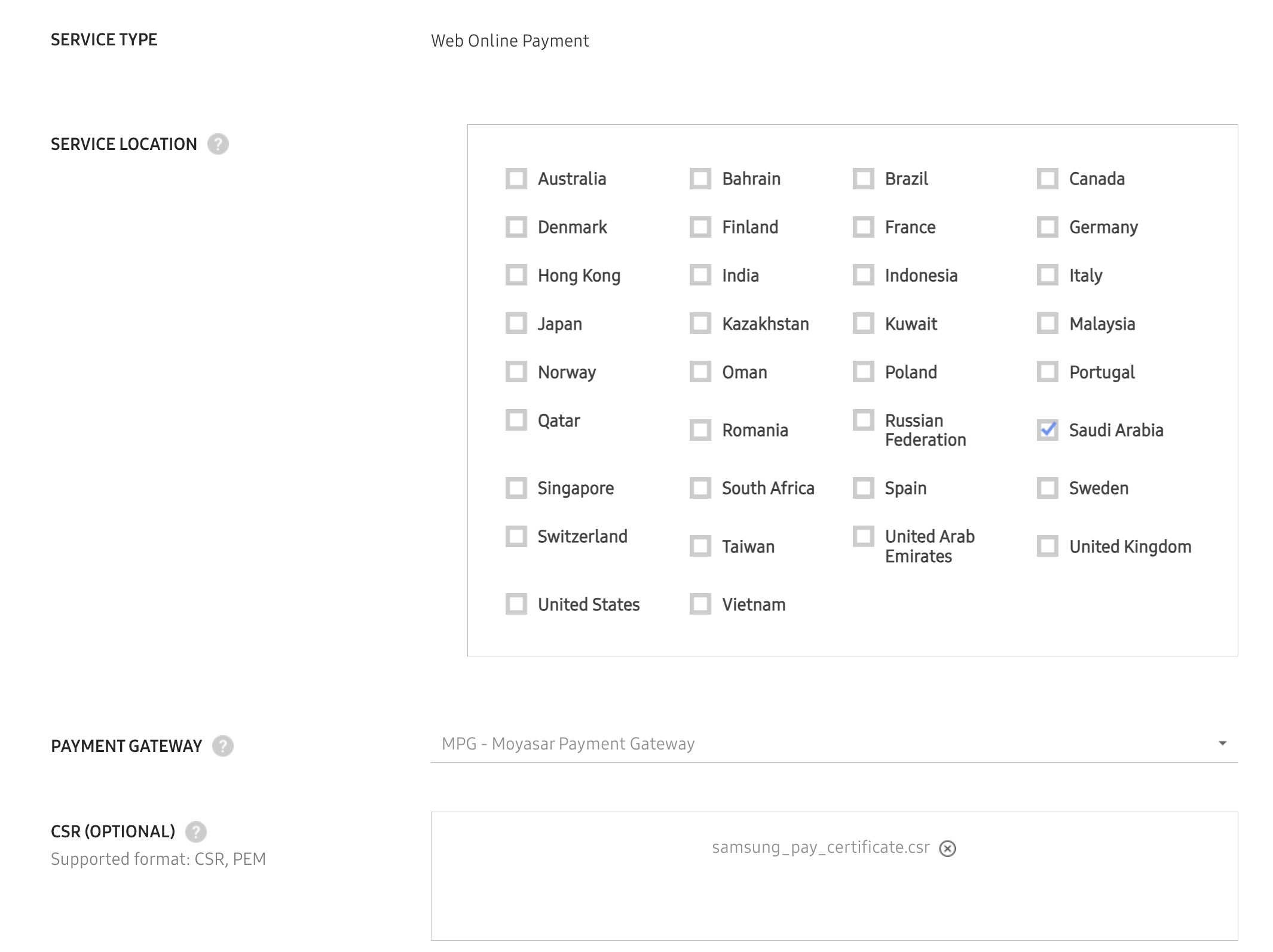 InApp Online Payment Service Creation